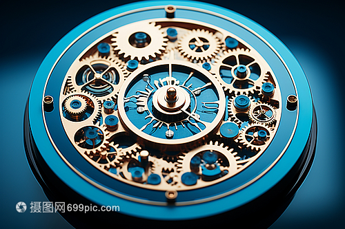 帶有齒輪的藍色時鐘